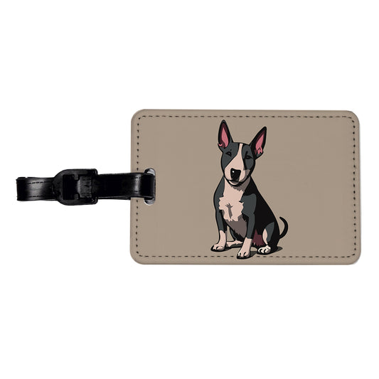 Bull Terrier Dog Sitting Travel Faux Leather Luggage Tag