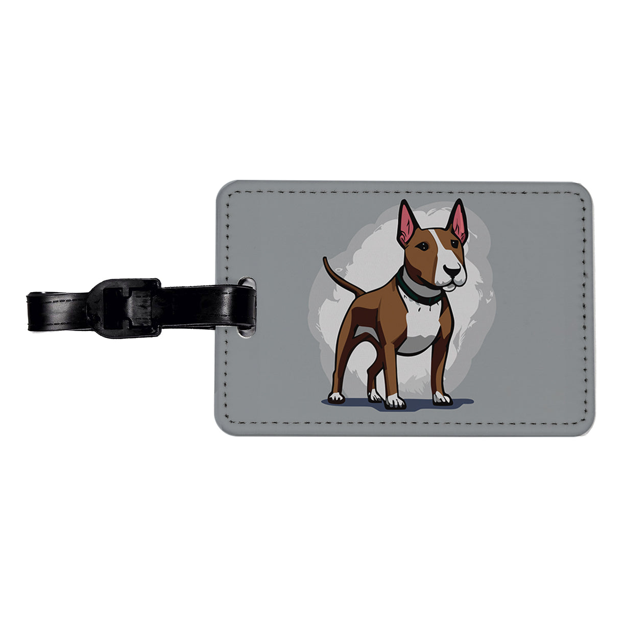 Bull Terrier Dog Standing Travel Faux Leather Luggage Tag