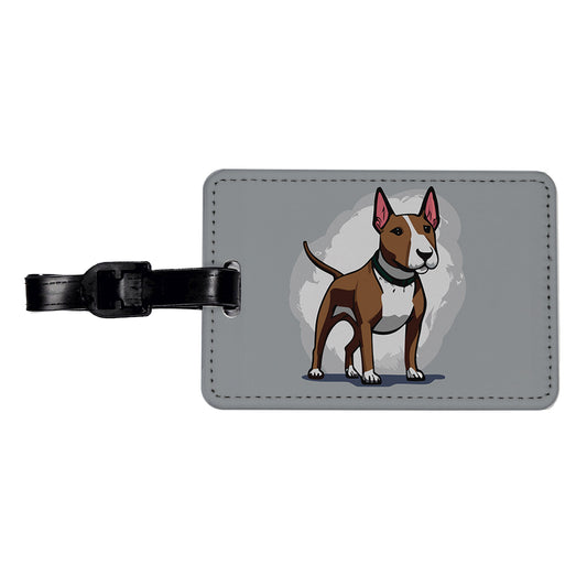 Bull Terrier Dog Standing Travel Faux Leather Luggage Tag