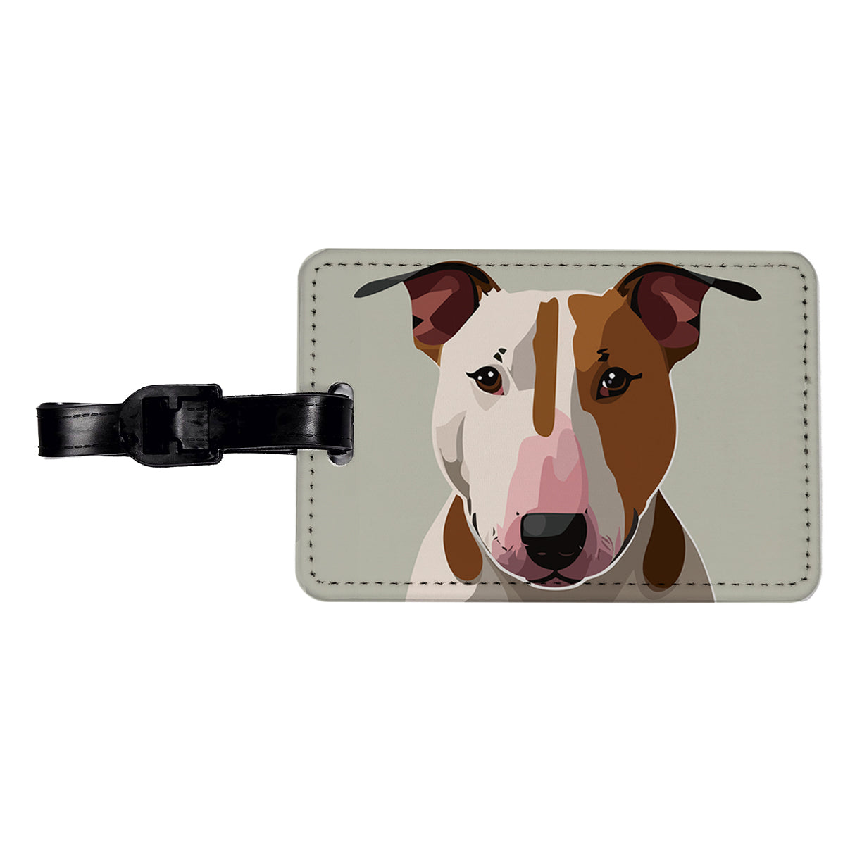 Bull Terrier Dog Staring Travel Faux Leather Luggage Tag