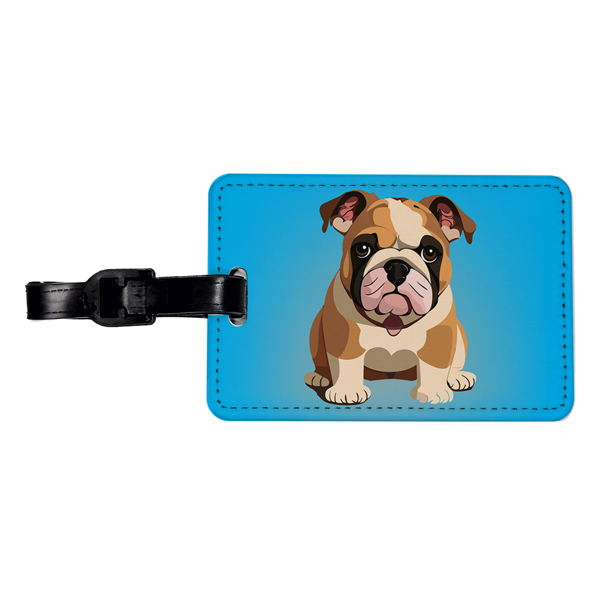 Bulldog Cute Dog Sitting Travel Faux Leather Luggage Tag