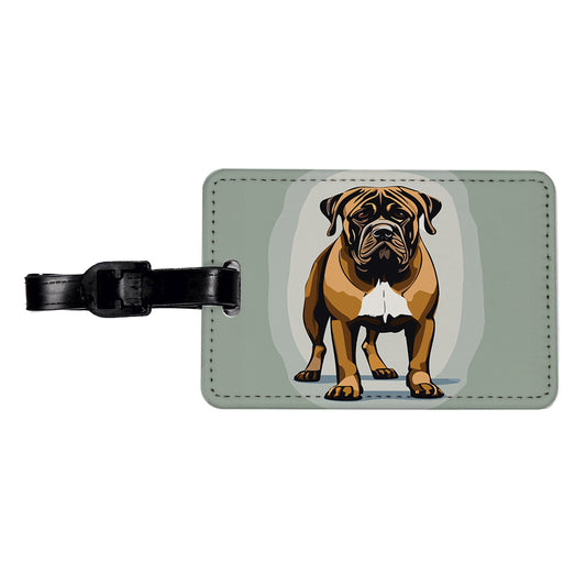Bullmastiff Dog Standing Travel Faux Leather Luggage Tag