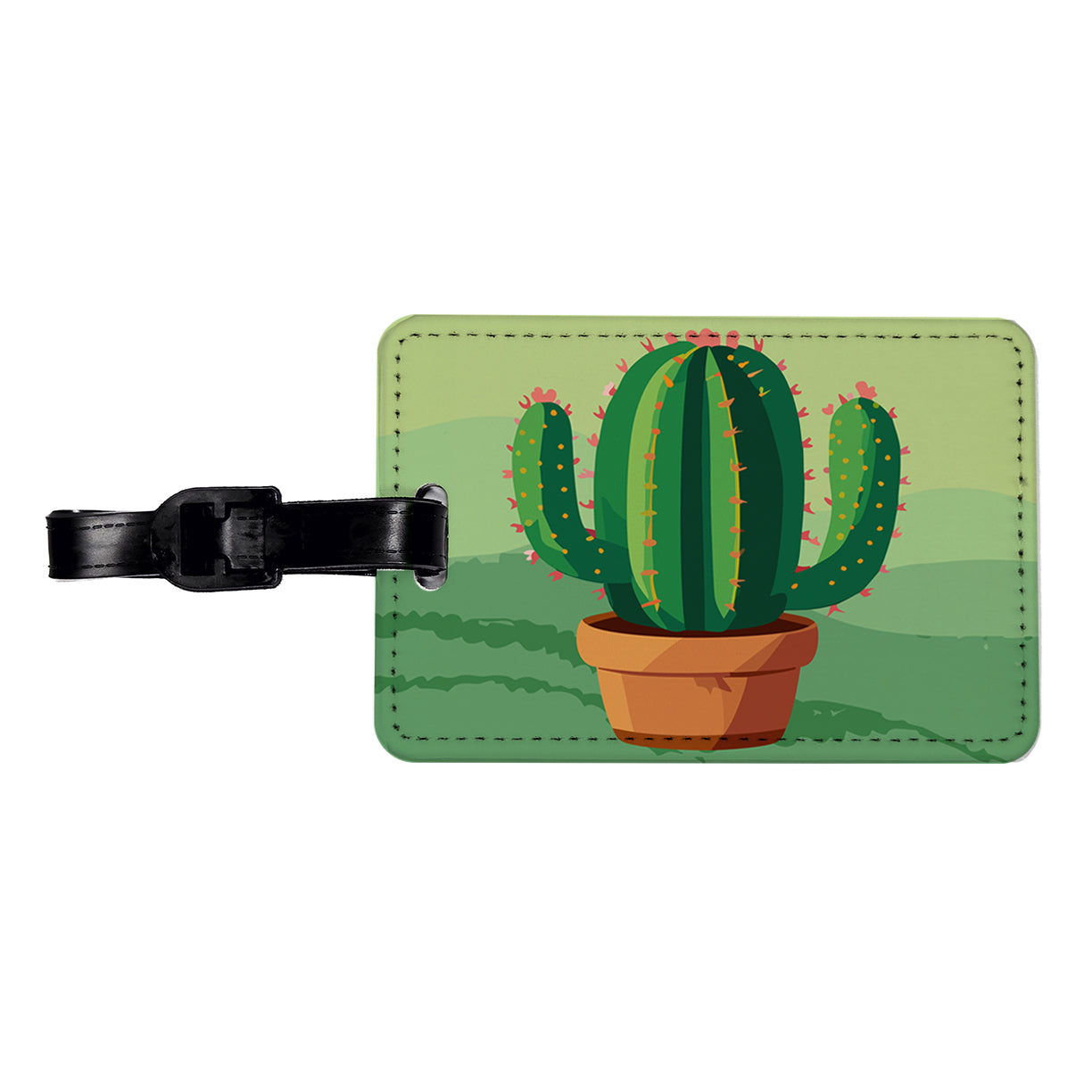 Cactus Green Travel Faux Leather Luggage Tag