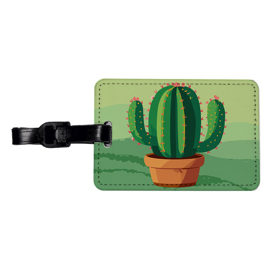 Cactus Green Travel Faux Leather Luggage Tag