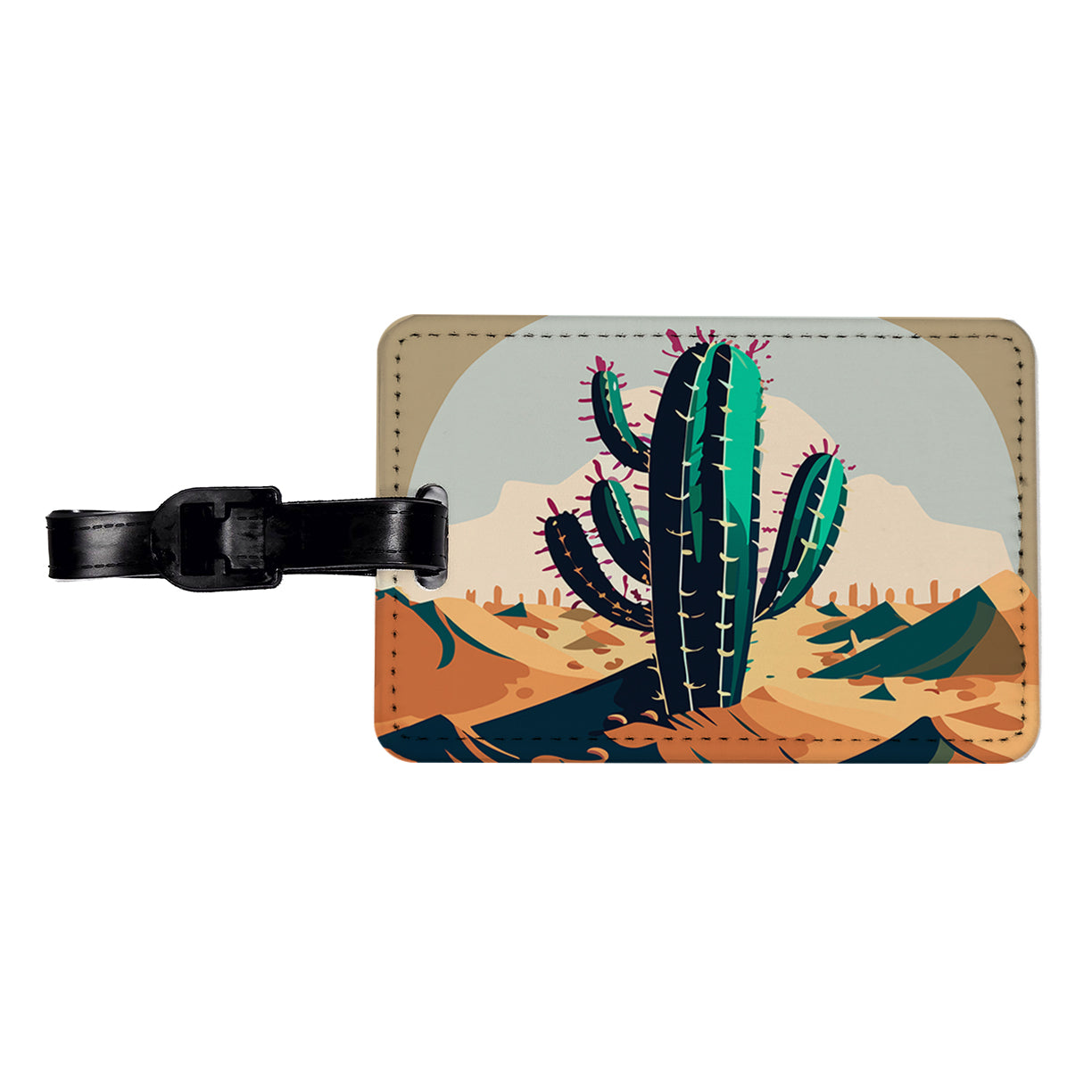 Cactus in the Desert Southwest Travel Faux Leather Luggage Tag
