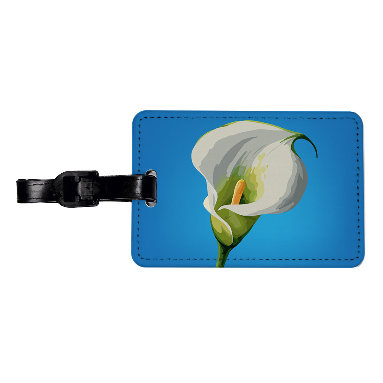 Calla Lily Flower White Travel Faux Leather Luggage Tag