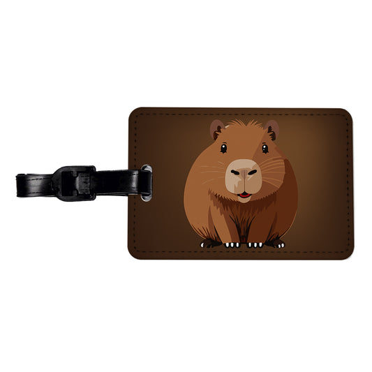 Capybara Happy Travel Faux Leather Luggage Tag