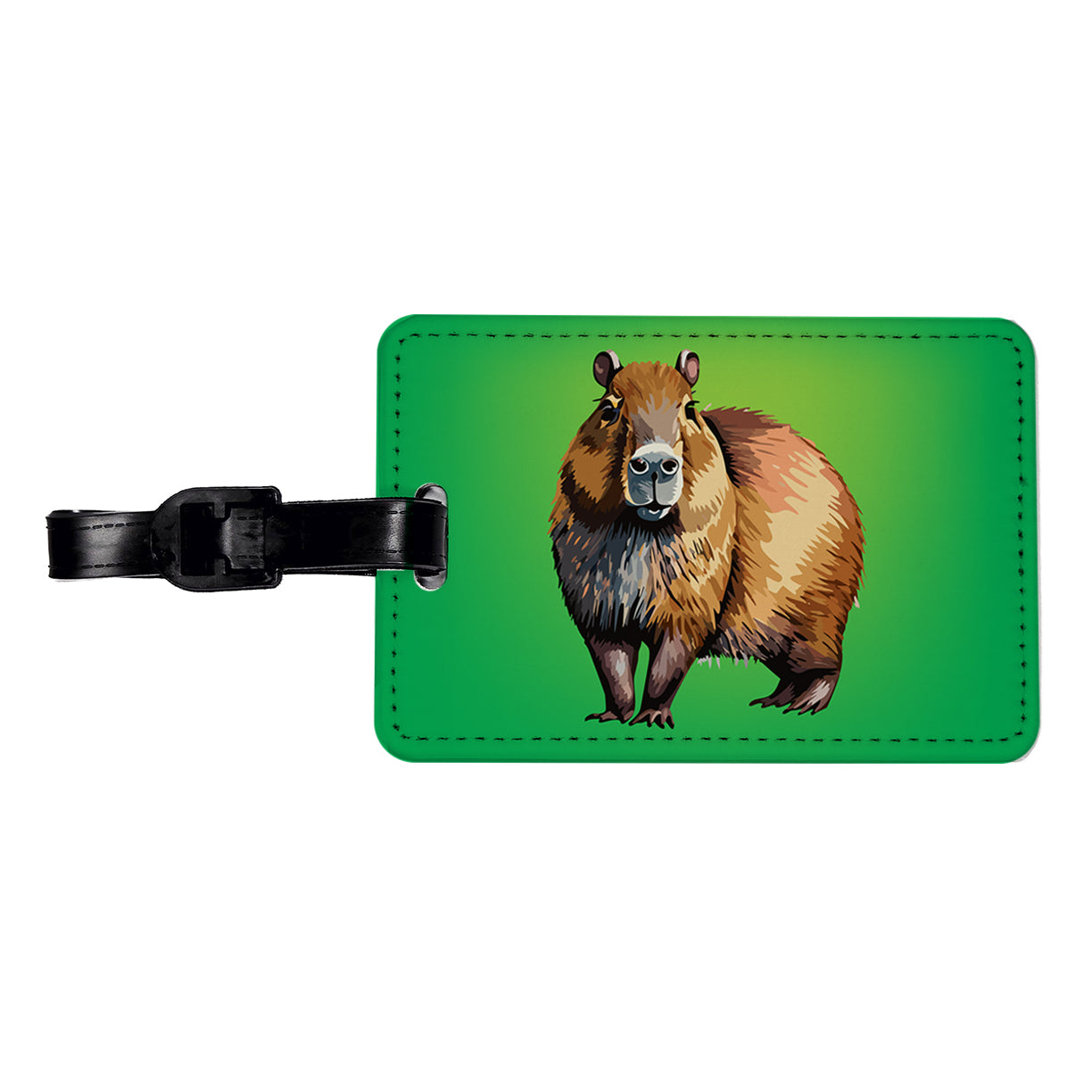 Capybara Standing Travel Faux Leather Luggage Tag