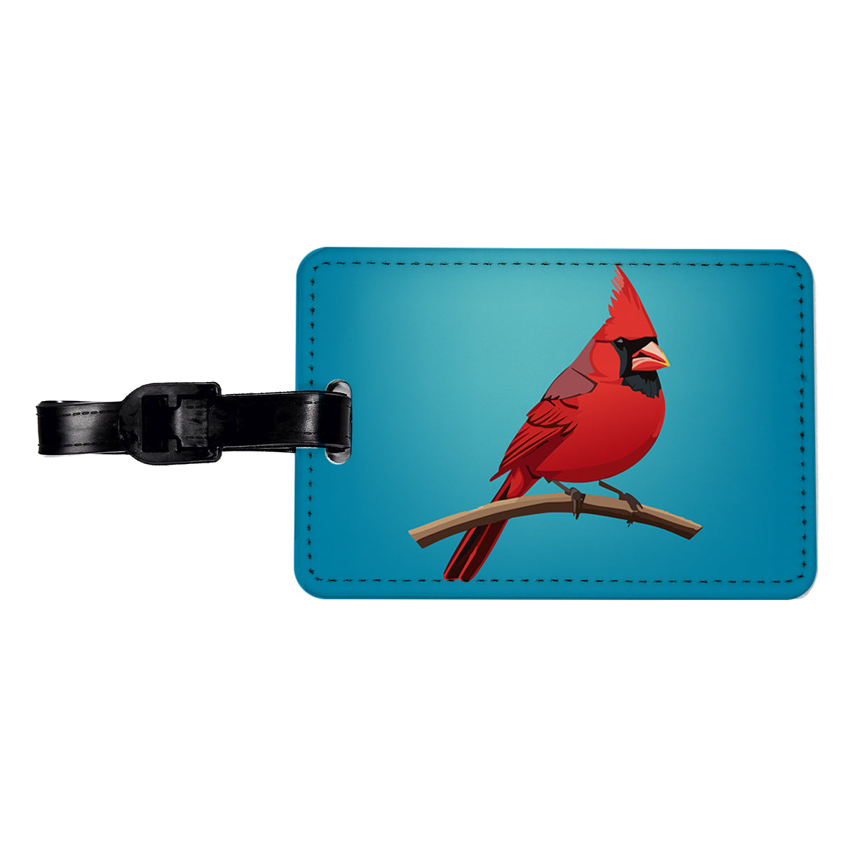 Cardinal Red on Branch Travel Faux Leather Luggage Tag