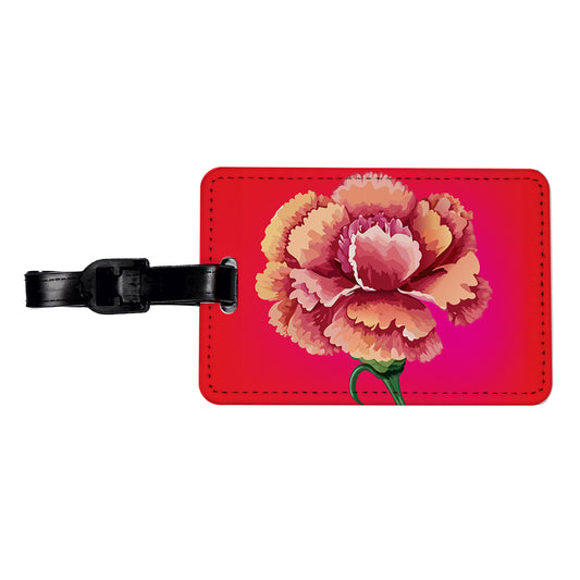 Carnation Flower Watercolor Travel Faux Leather Luggage Tag