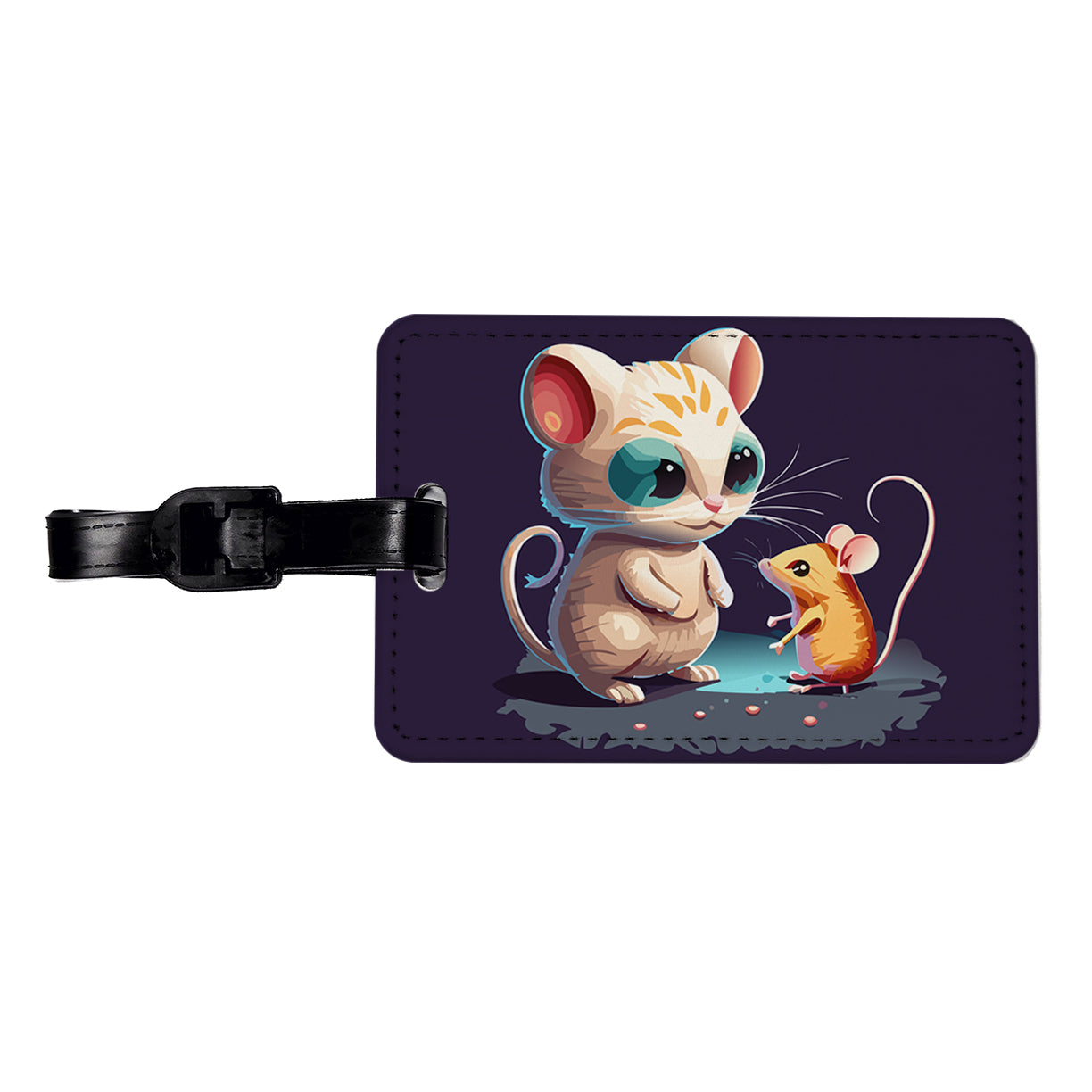 Cat and Mouse Playing Travel Faux Leather Luggage Tag