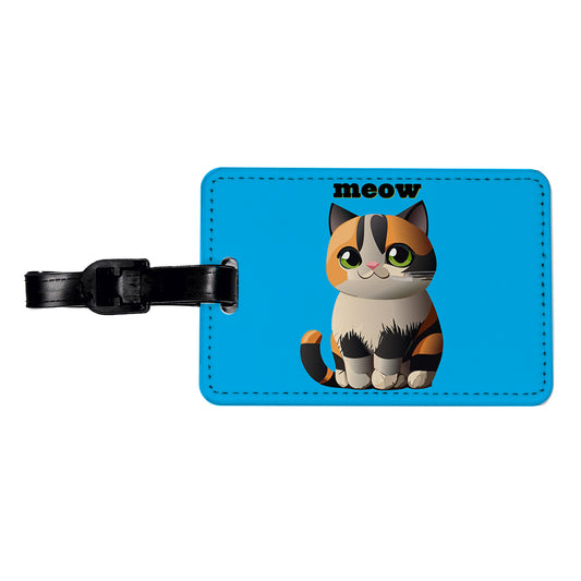 Cat Cute Meow Travel Faux Leather Luggage Tag