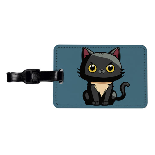 Cat Kitty Chibi Travel Faux Leather Luggage Tag