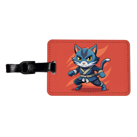 Cat Ninja Travel Faux Leather Luggage Tag