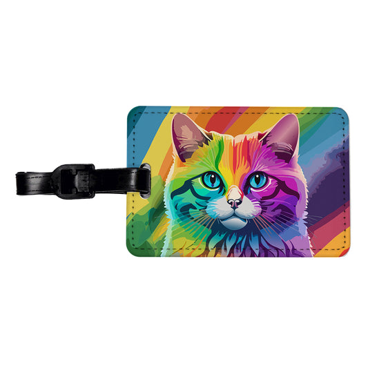 Cat Rainbow Travel Faux Leather Luggage Tag