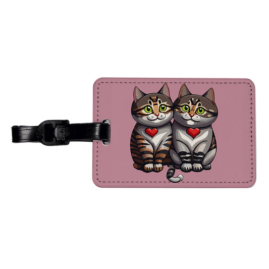 Cats Love Valentines Day Wedding Anniversary Travel Faux Leather Luggage Tag