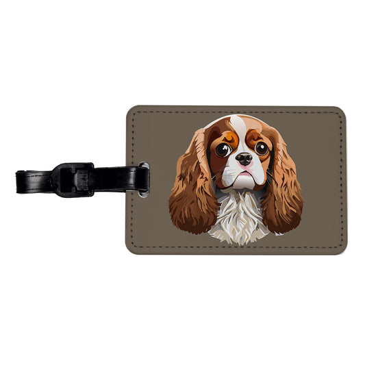 Cavalier King Charles Spaniel Dog Face Travel Faux Leather Luggage Tag