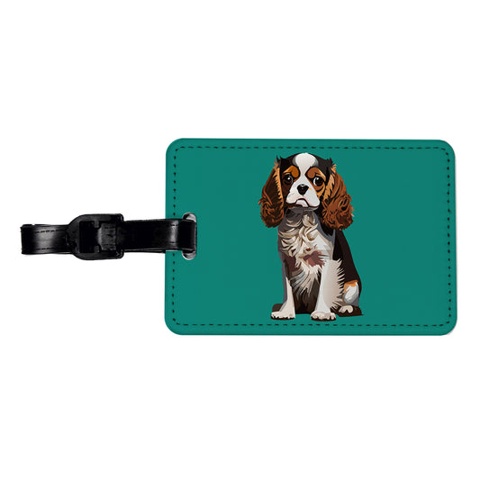 Cavalier King Charles Spaniel Dog Tricolour Tricolor Travel Faux Leather Luggage Tag