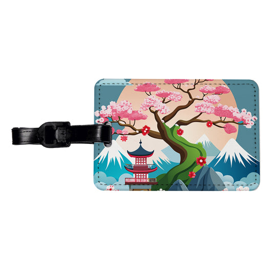 Cherry Blossom Tree Japanese Garden Travel Faux Leather Luggage Tag
