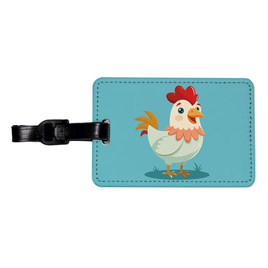 Chicken Rooster Happy Travel Faux Leather Luggage Tag