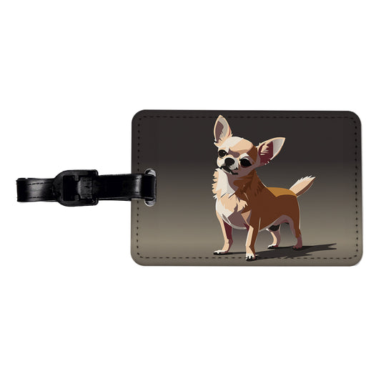 Chihuahua Dog Standing Travel Faux Leather Luggage Tag