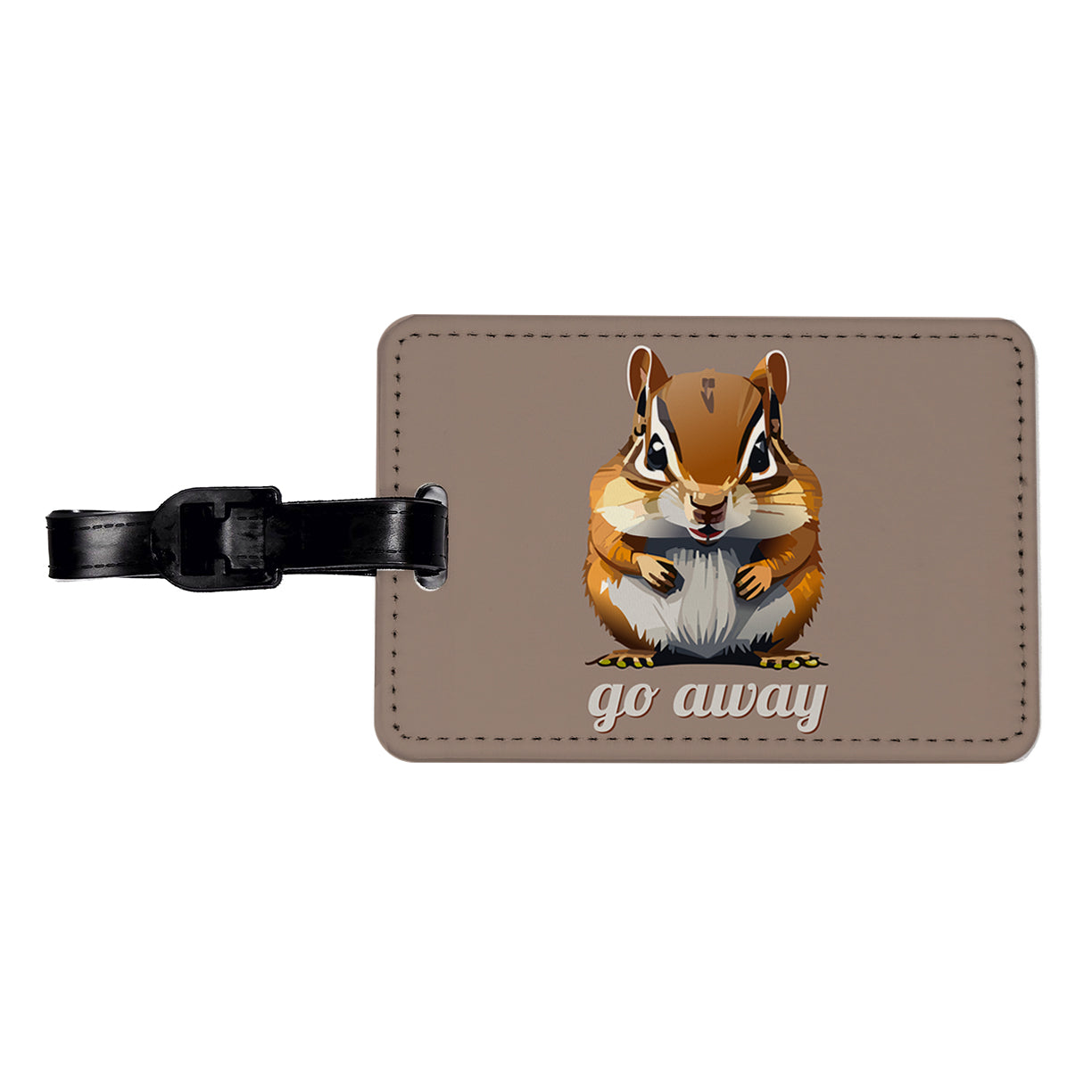 Chipmunk Go Away Staring Funny Travel Faux Leather Luggage Tag