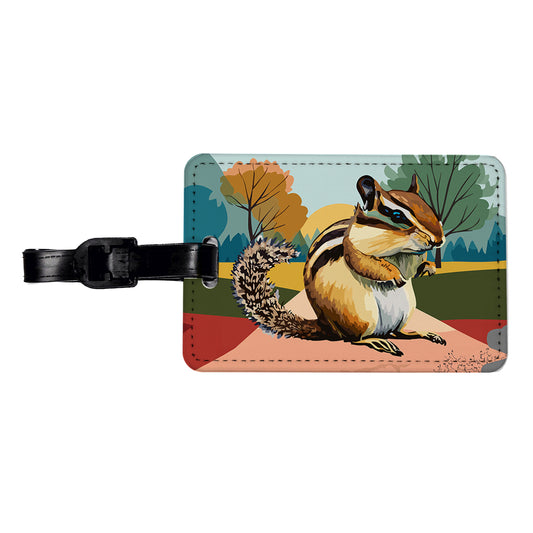Chipmunk Watercolor Travel Faux Leather Luggage Tag