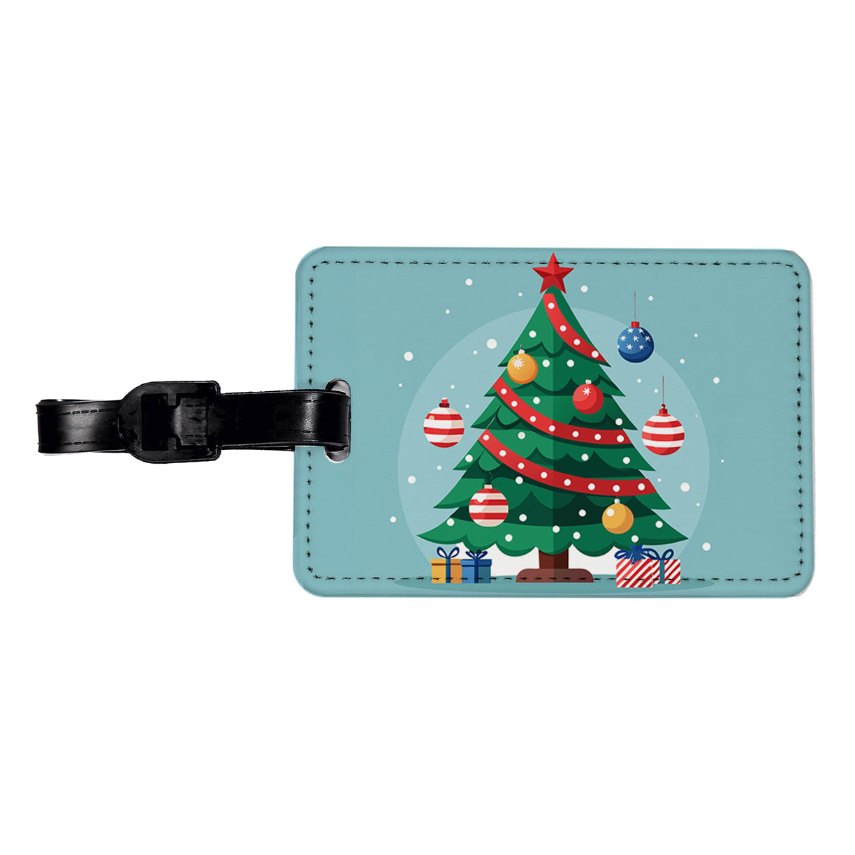 Christmas Patriotic Tree Ornaments Subtle Travel Faux Leather Luggage Tag