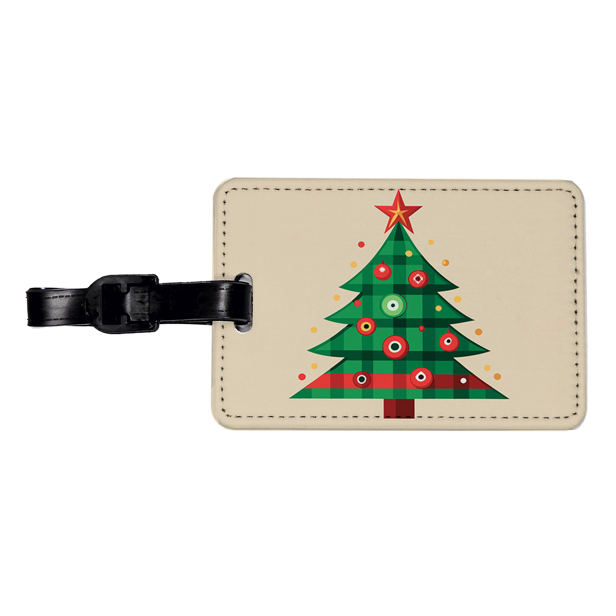 Christmas Tree Plaid Travel Faux Leather Luggage Tag