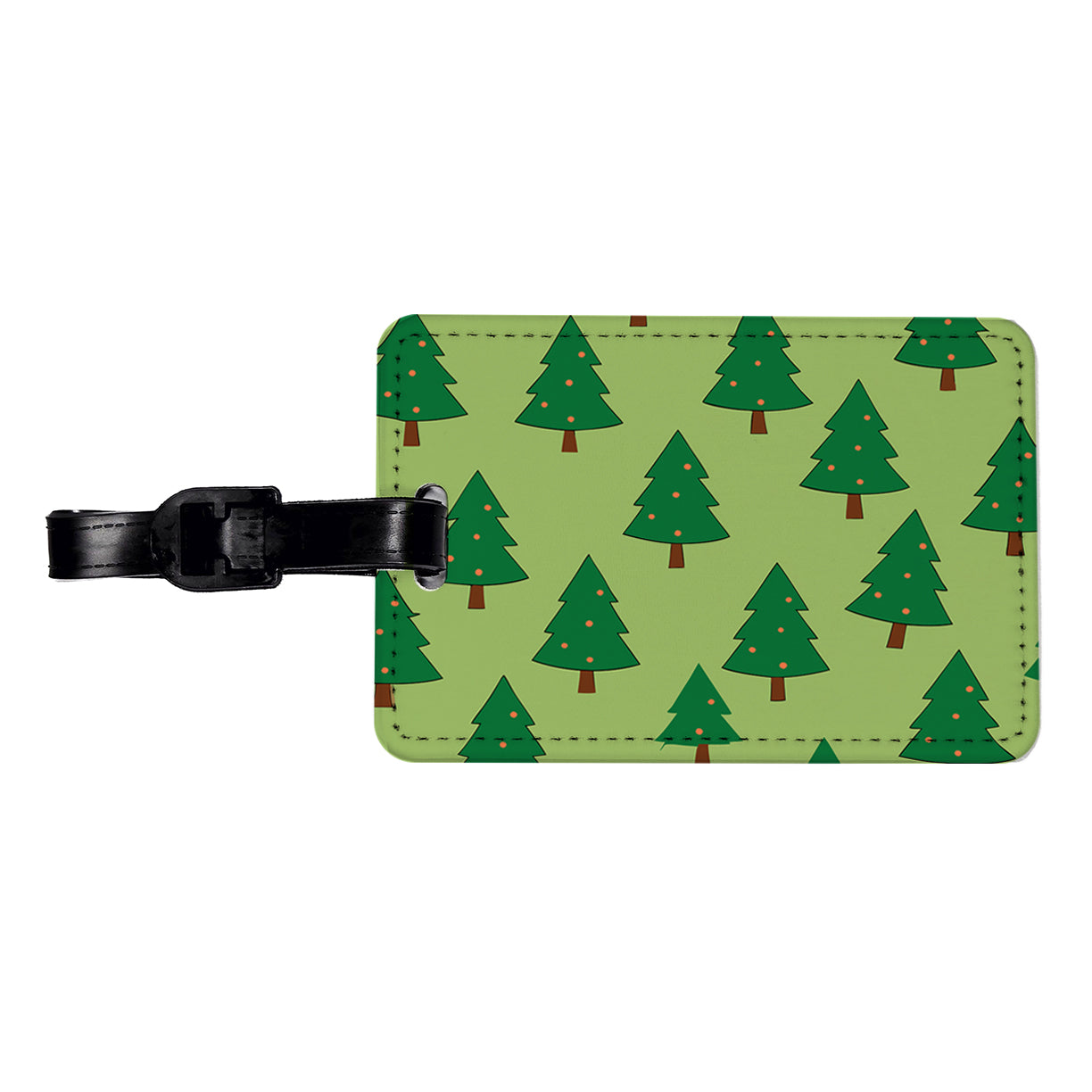 Christmas Trees Green Pattern Travel Faux Leather Luggage Tag