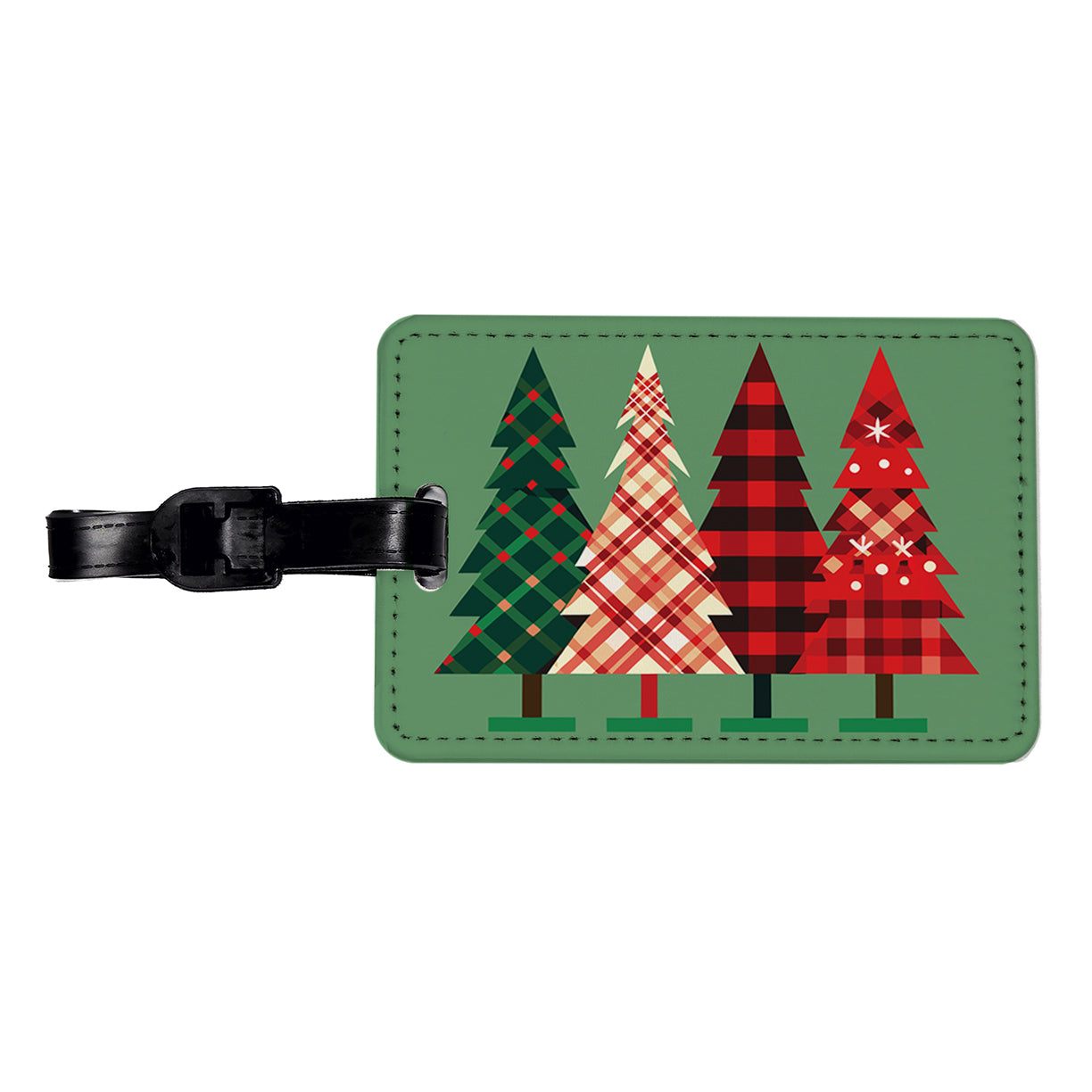 Christmas Trees Plaid Modern Cute Travel Faux Leather Luggage Tag