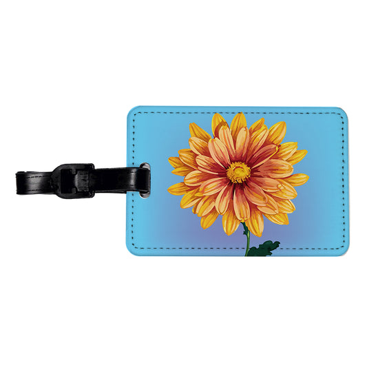 Chrysanthemum Mum Flower Yellow Watercolor Travel Faux Leather Luggage Tag