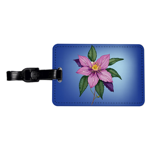 Clematis Flower Purple Watercolor Travel Faux Leather Luggage Tag