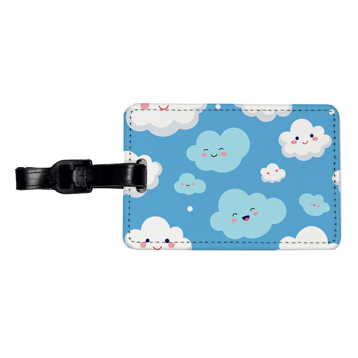 Clouds Happy Smiling Cute Pattern Travel Faux Leather Luggage Tag