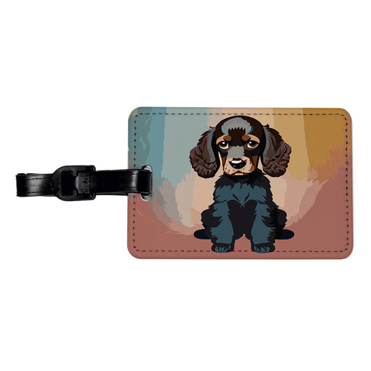 Cocker Spaniel Dark Sitting Travel Faux Leather Luggage Tag