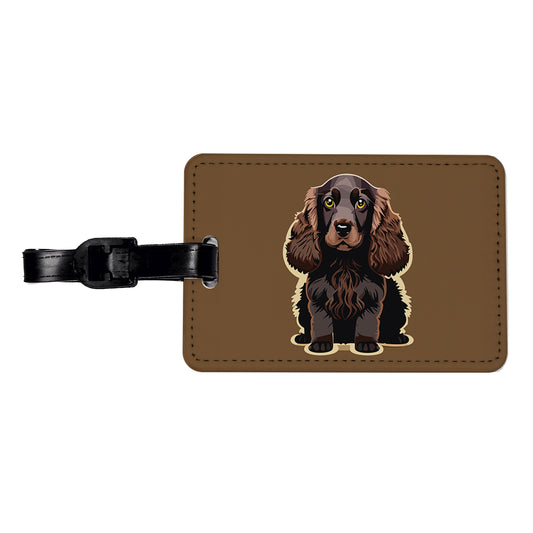 Cocker Spaniel Dark Standing Travel Faux Leather Luggage Tag
