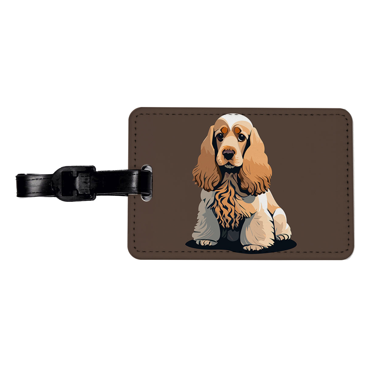 Cocker Spaniel Sitting Travel Faux Leather Luggage Tag