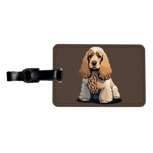 Cocker Spaniel Sitting Travel Faux Leather Luggage Tag