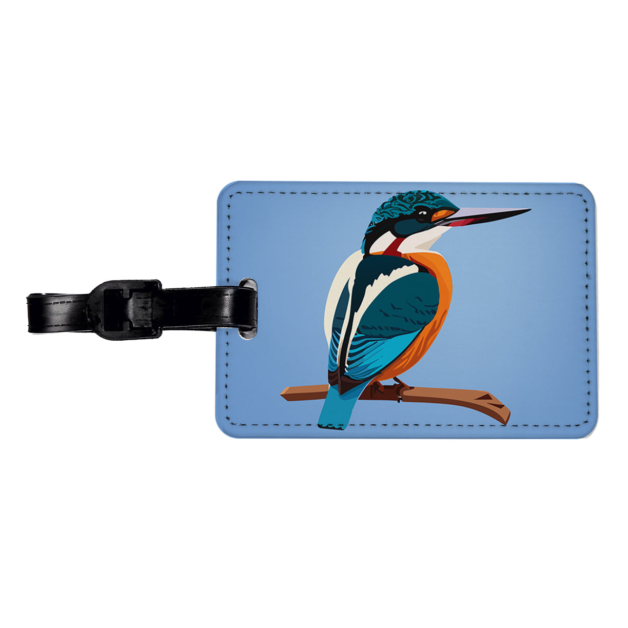 Common Kingfisher Bird Travel Faux Leather Luggage Tag