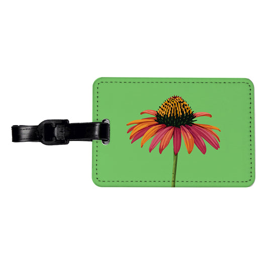Coneflower Flower Watercolor Travel Faux Leather Luggage Tag