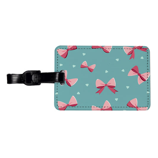 Coquette Pink Bows Scattered Travel Faux Leather Luggage Tag