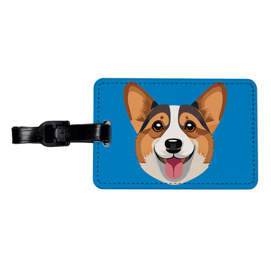 Corgi Dog Face Cute Travel Faux Leather Luggage Tag