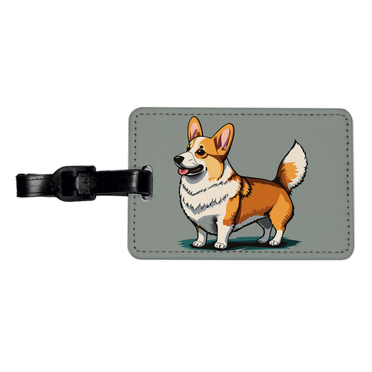 Corgi Dog Standing Travel Faux Leather Luggage Tag