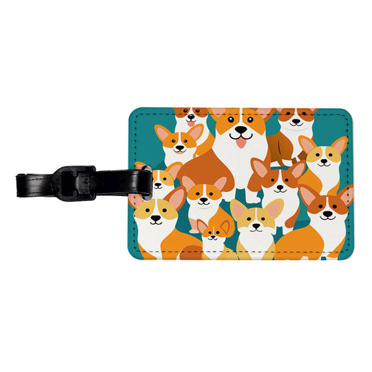 Corgis Dogs Oodles Travel Faux Leather Luggage Tag