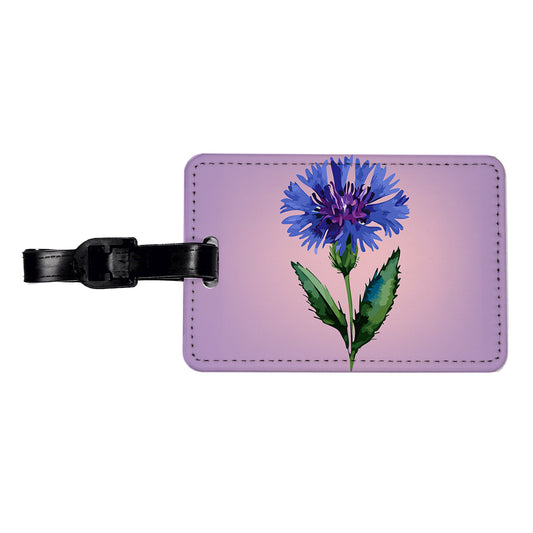 Cornflower Bachelors Buttons Flowers Blue Travel Faux Leather Luggage Tag
