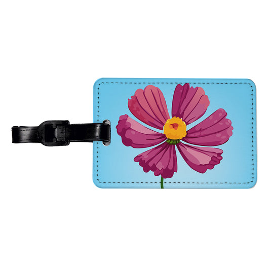Cosmos Flower Pink Travel Faux Leather Luggage Tag