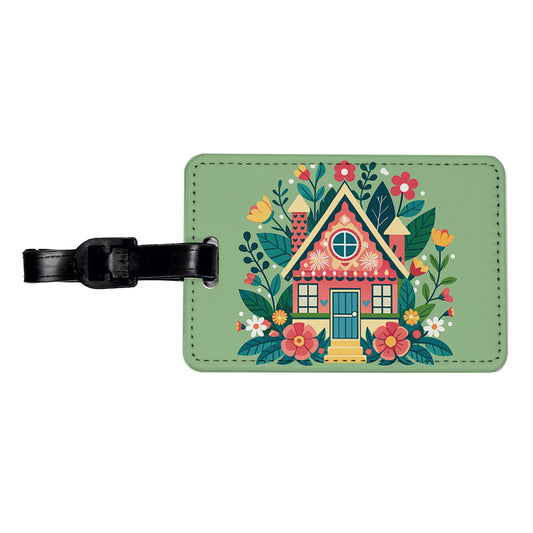 Cottage Core Cuteness Little House Travel Faux Leather Luggage Tag