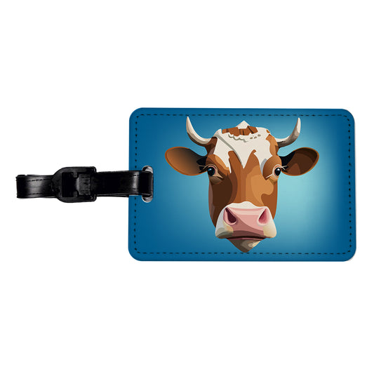 Cow Face Funny Travel Faux Leather Luggage Tag