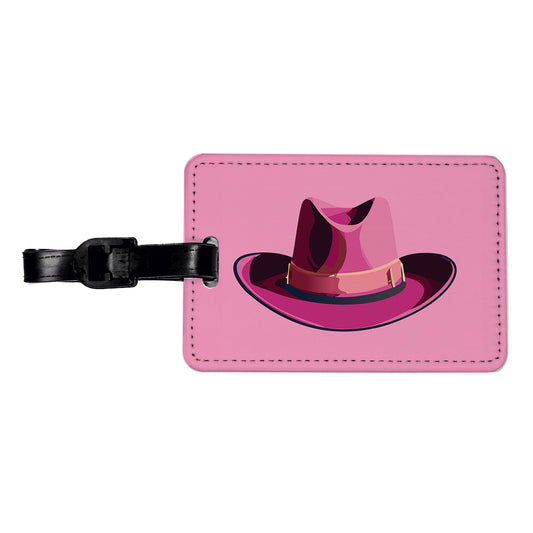 Cowgirl Hat Pink Western Country Travel Faux Leather Luggage Tag