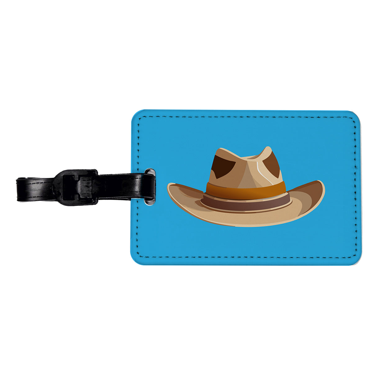 Cowgirl Hat Tan Western Country Travel Faux Leather Luggage Tag